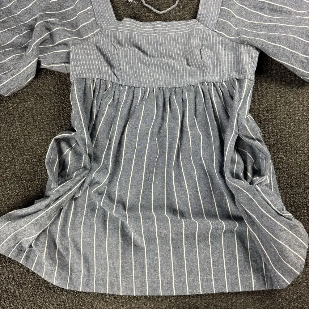 Free People Gigi Tunic Size XS Striped Puff Sleeve Fairy Cottagecore Boho